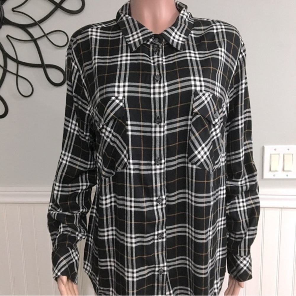 Sanctuary NWOT Plaid Button Down With Pockets Anthropologie size 1X